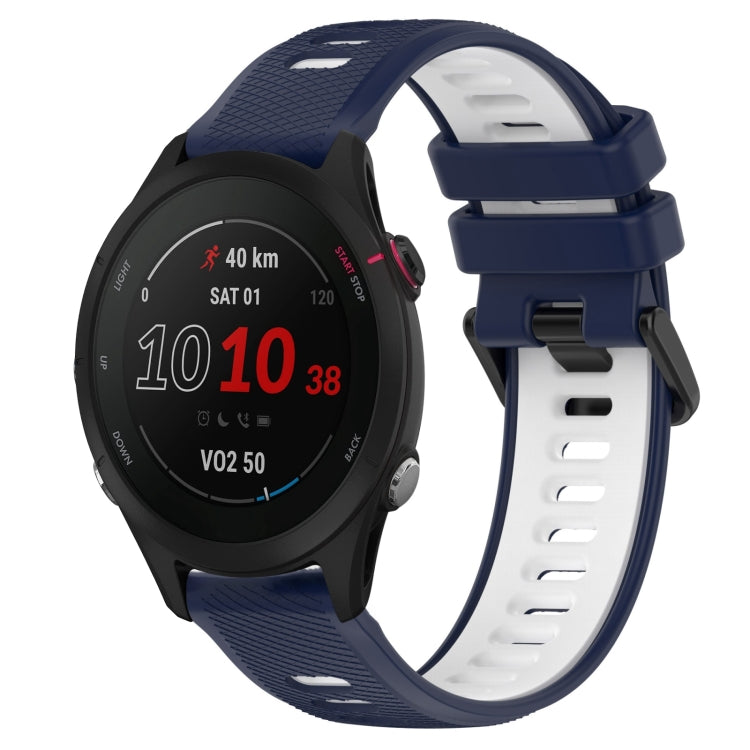 For Garmin Forerunner 255S Music 18mm Sports Two-Color Silicone Watch Band(Midnight Blue+White) - Smart Wear by PMC Jewellery | Online Shopping South Africa | PMC Jewellery