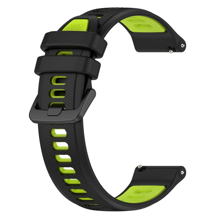 For Garmin Vivoactive 4S 18mm Sports Two-Color Silicone Watch Band(Black+Green) - Smart Wear by PMC Jewellery | Online Shopping South Africa | PMC Jewellery