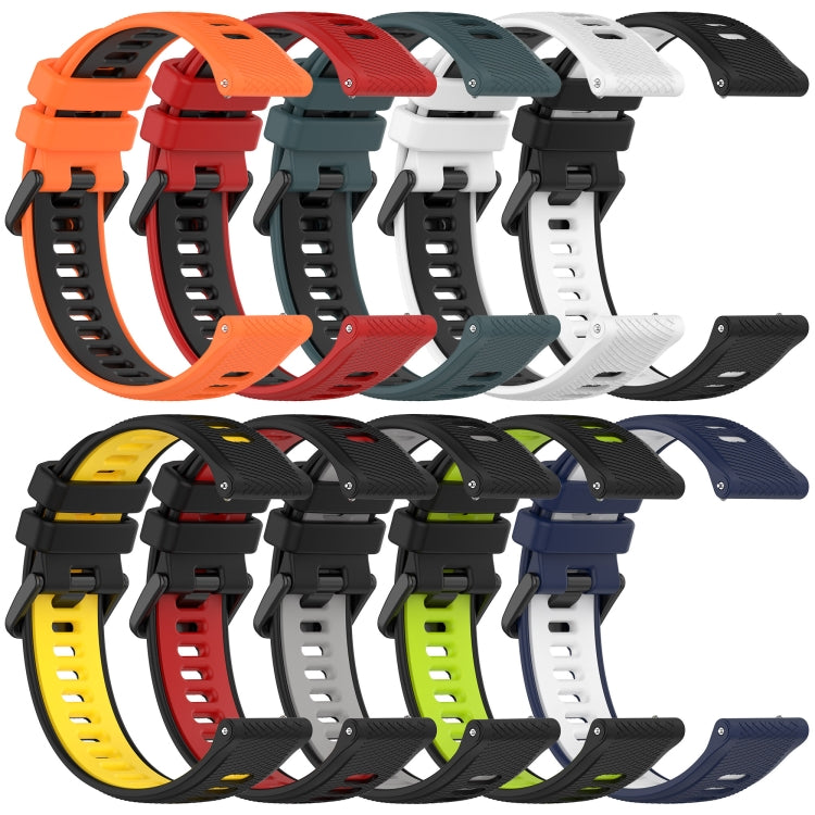 For Samsung Galaxy Watch5 44mm 20mm Sports Two-Color Silicone Watch Band(Black+White) - Smart Wear by PMC Jewellery | Online Shopping South Africa | PMC Jewellery