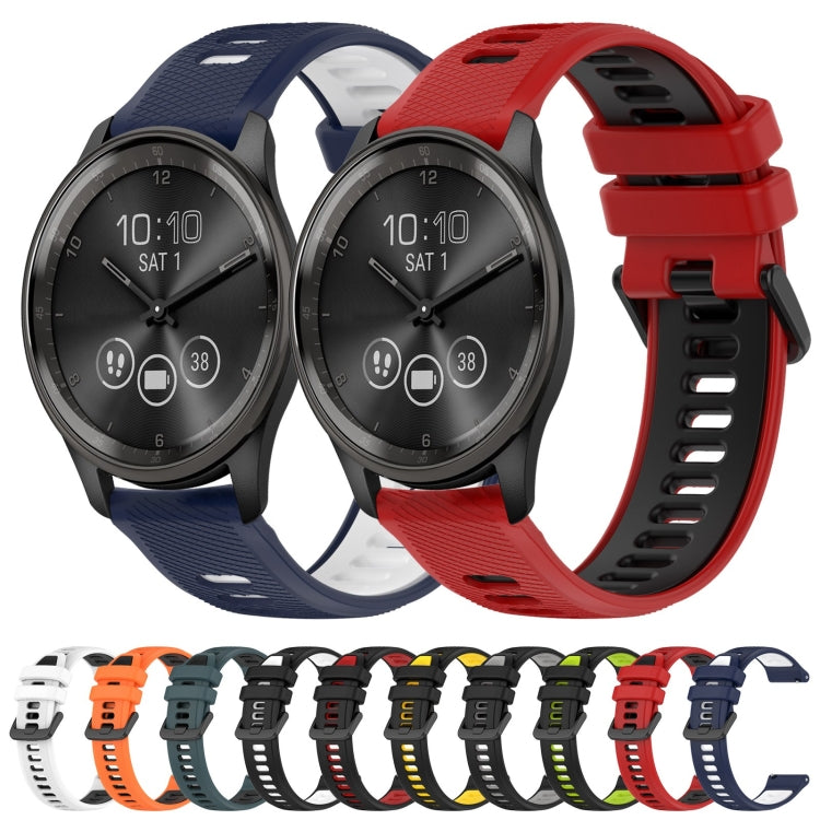 For Garmin Forerunner 245 Music 20mm Sports Two-Color Silicone Watch Band(Black+White) - Smart Wear by PMC Jewellery | Online Shopping South Africa | PMC Jewellery