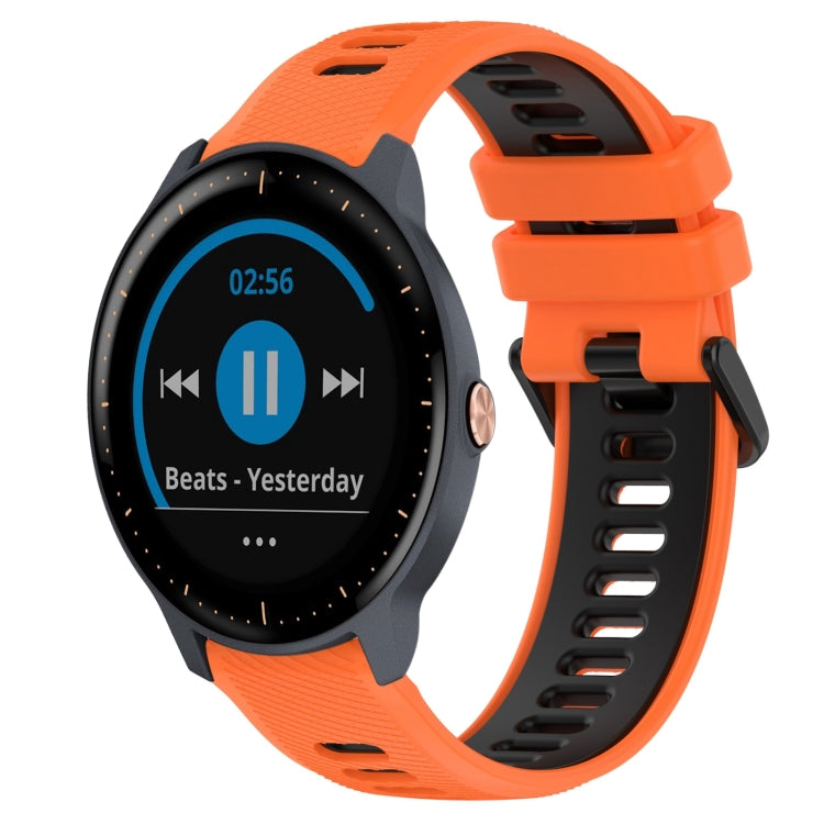 For Garmin Vivoactive3 Music 20mm Sports Two-Color Silicone Watch Band(Orange+Black) - Smart Wear by PMC Jewellery | Online Shopping South Africa | PMC Jewellery