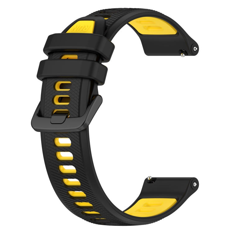 For Garmin Vivoactive3 Music 20mm Sports Two-Color Silicone Watch Band(Black+Yellow) - Smart Wear by PMC Jewellery | Online Shopping South Africa | PMC Jewellery