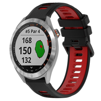 For Garmin Approach S40 20mm Sports Two-Color Silicone Watch Band(Black+Red) - Smart Wear by PMC Jewellery | Online Shopping South Africa | PMC Jewellery