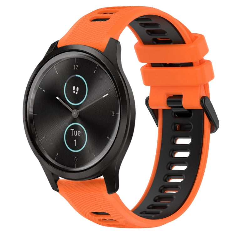 For Garmin VivoMove Style 20mm Sports Two-Color Silicone Watch Band(Orange+Black) - Smart Wear by PMC Jewellery | Online Shopping South Africa | PMC Jewellery