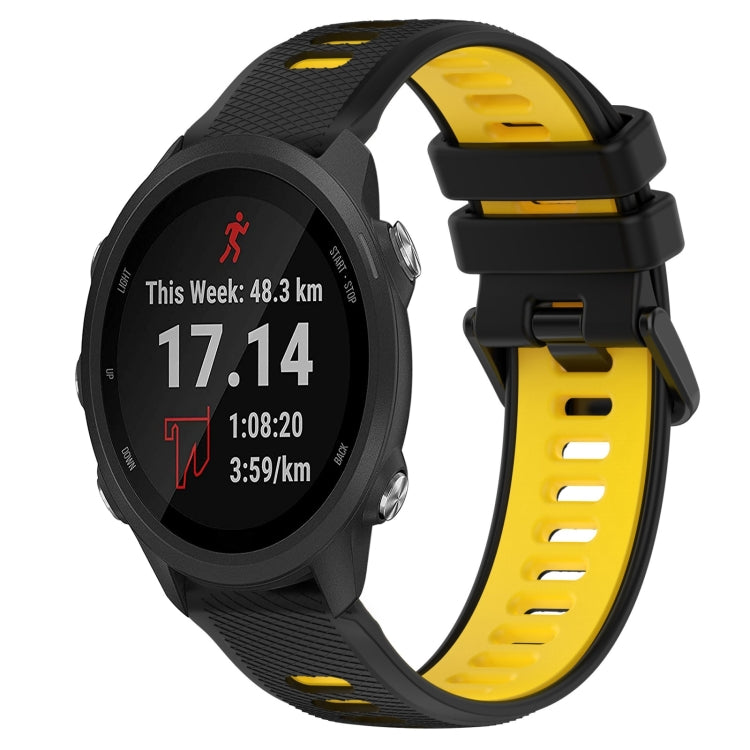 For Garmin Forerunner 245 20mm Sports Two-Color Silicone Watch Band(Black+Yellow) - Smart Wear by PMC Jewellery | Online Shopping South Africa | PMC Jewellery