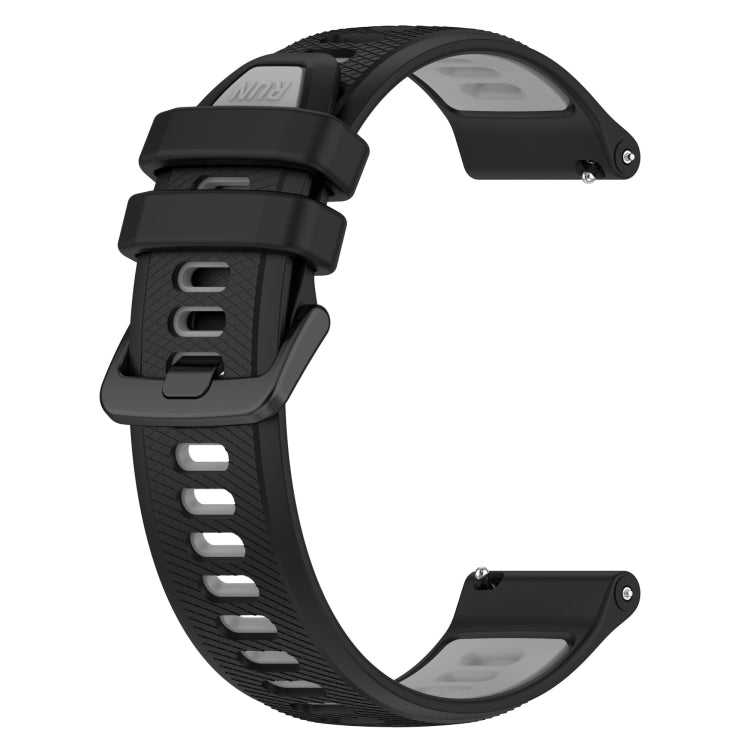 For Garmin Forerunner Sq2 Music 20mm Sports Two-Color Silicone Watch Band(Black+Grey) - Smart Wear by PMC Jewellery | Online Shopping South Africa | PMC Jewellery