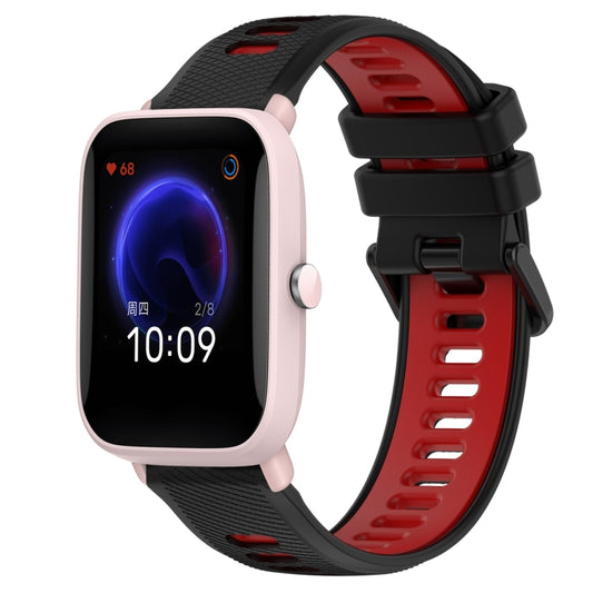 For Amazfit Pop Pro 20mm Sports Two-Color Silicone Watch Band(Black+Red) -  by PMC Jewellery | Online Shopping South Africa | PMC Jewellery