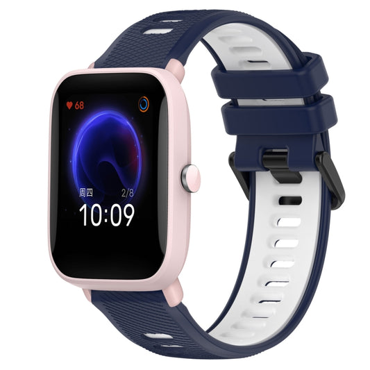 For Amazfit Pop Pro 20mm Sports Two-Color Silicone Watch Band(Midnight Blue+White) -  by PMC Jewellery | Online Shopping South Africa | PMC Jewellery