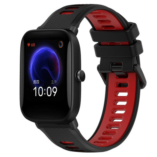 For Amazfit Pop 20mm Sports Two-Color Silicone Watch Band(Black+Red) -  by PMC Jewellery | Online Shopping South Africa | PMC Jewellery