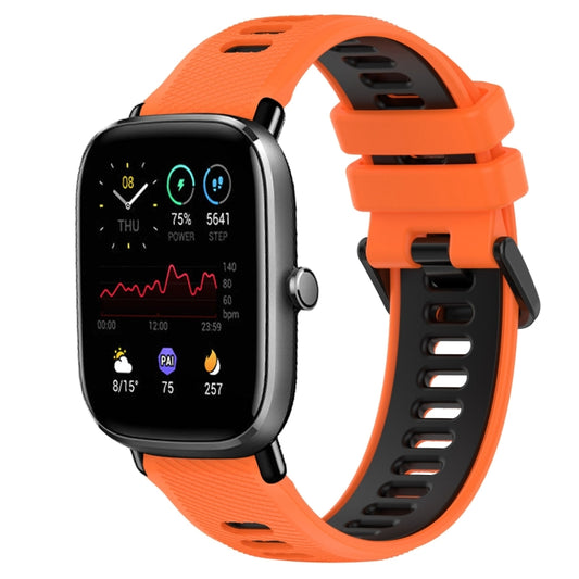 For Amazfit GTS 4 Mini 20mm Sports Two-Color Silicone Watch Band(Orange+Black) -  by PMC Jewellery | Online Shopping South Africa | PMC Jewellery