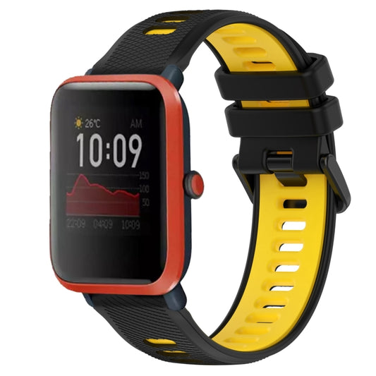 For Amazfit Bip 1S 20mm Sports Two-Color Silicone Watch Band(Black+Yellow) -  by PMC Jewellery | Online Shopping South Africa | PMC Jewellery