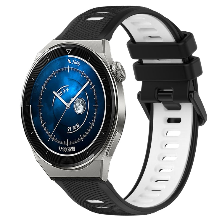For Huawei Watch GT3 Pro 43mm 20mm Sports Two-Color Silicone Watch Band(Black+White) - Smart Wear by PMC Jewellery | Online Shopping South Africa | PMC Jewellery