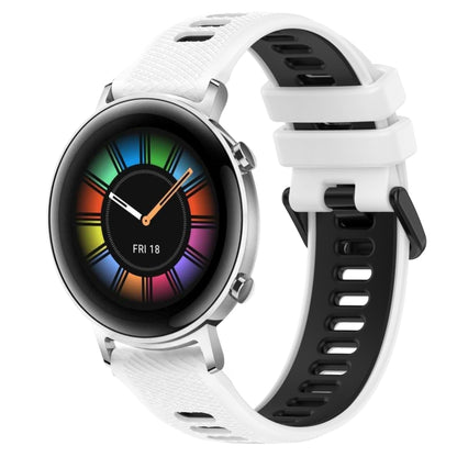 For Huawei Watch GT2 42mm 20mm Sports Two-Color Silicone Watch Band(White+Black) - Smart Wear by PMC Jewellery | Online Shopping South Africa | PMC Jewellery