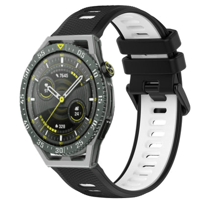 For Huawei Watch GT3 SE 22mm Sports Two-Color Silicone Watch Band(Black+White) - Smart Wear by PMC Jewellery | Online Shopping South Africa | PMC Jewellery
