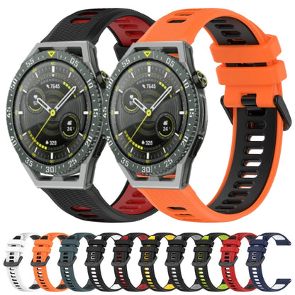For Huawei Watch 3 Pro New 22mm Sports Two-Color Silicone Watch Band(Black+Green) - Smart Wear by PMC Jewellery | Online Shopping South Africa | PMC Jewellery