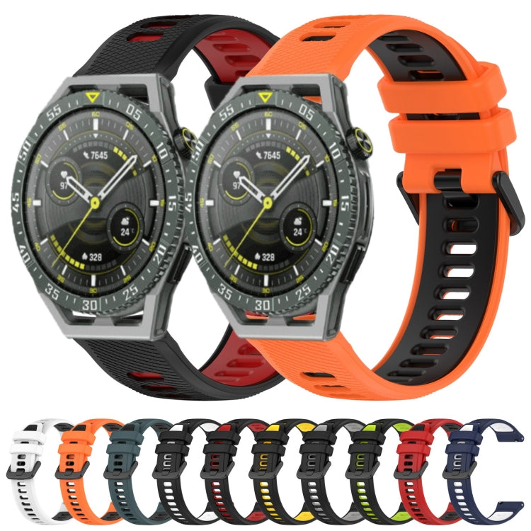 For Huawei Watch GT Runner 22mm Sports Two-Color Silicone Watch Band(Black+Yellow) -  by PMC Jewellery | Online Shopping South Africa | PMC Jewellery