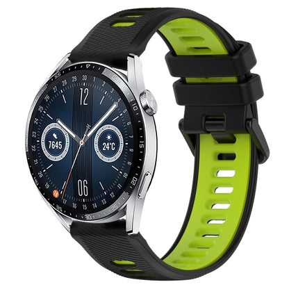 For Huawei Watch GT3 46mm 22mm Sports Two-Color Silicone Watch Band(Black+Green) - Smart Wear by PMC Jewellery | Online Shopping South Africa | PMC Jewellery