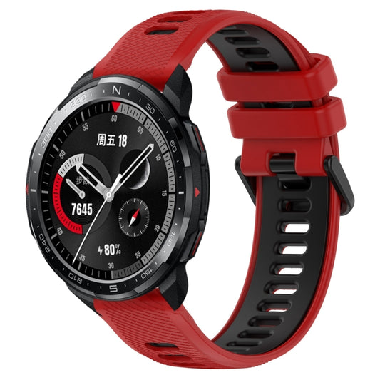 For Honor Watch GS Pro 22mm Sports Two-Color Silicone Watch Band(Red+Black) - Smart Wear by PMC Jewellery | Online Shopping South Africa | PMC Jewellery