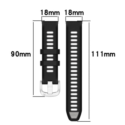 For Garmin Forerunner 255S Music 18mm Sports Two-Color Steel Buckle Silicone Watch Band(Starlight+Black) - Smart Wear by PMC Jewellery | Online Shopping South Africa | PMC Jewellery
