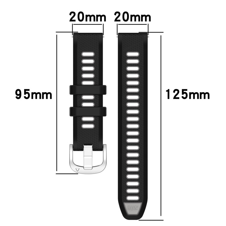 For Garmin Forerunner Sq2 20mm Sports Two-Color Steel Buckle Silicone Watch Band(Starlight+Black) - Smart Wear by PMC Jewellery | Online Shopping South Africa | PMC Jewellery