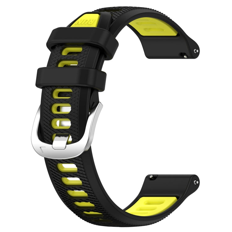 For Garmin Vivomove Sport 20mm Sports Two-Color Steel Buckle Silicone Watch Band(Black+Lime Green) - Smart Wear by PMC Jewellery | Online Shopping South Africa | PMC Jewellery