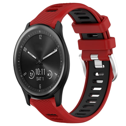 For Garmin Vivomove Sport 20mm Sports Two-Color Steel Buckle Silicone Watch Band(Red+Black) - Smart Wear by PMC Jewellery | Online Shopping South Africa | PMC Jewellery