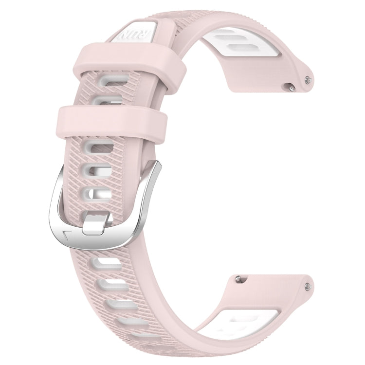 For Garmin Vivoactive3 Music 20mm Sports Two-Color Steel Buckle Silicone Watch Band(Pink+White) - Smart Wear by PMC Jewellery | Online Shopping South Africa | PMC Jewellery