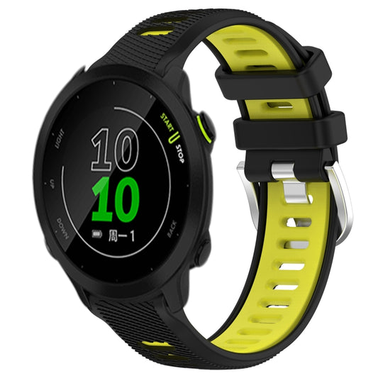 For Garmin Forerunner 158 20mm Sports Two-Color Steel Buckle Silicone Watch Band(Black+Lime Green) - Smart Wear by PMC Jewellery | Online Shopping South Africa | PMC Jewellery