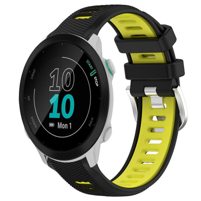 For Garmin Forerunner 55 20mm Sports Two-Color Steel Buckle Silicone Watch Band(Black+Lime Green) - Smart Wear by PMC Jewellery | Online Shopping South Africa | PMC Jewellery
