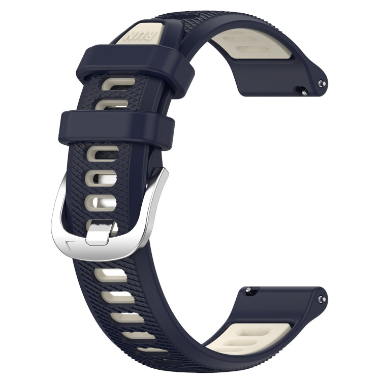 For Garmin VivoMove Luxe 20mm Sports Two-Color Steel Buckle Silicone Watch Band(Midnight Blue+Starlight) - Smart Wear by PMC Jewellery | Online Shopping South Africa | PMC Jewellery