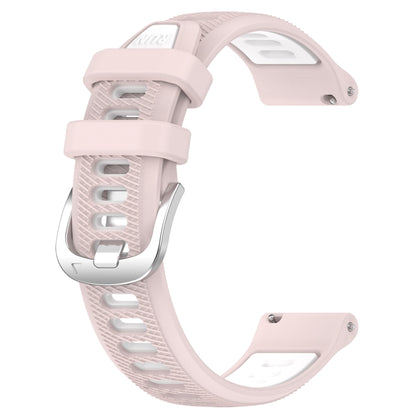 For Garmin Forerunner 645 20mm Sports Two-Color Steel Buckle Silicone Watch Band(Pink+White) -  by PMC Jewellery | Online Shopping South Africa | PMC Jewellery