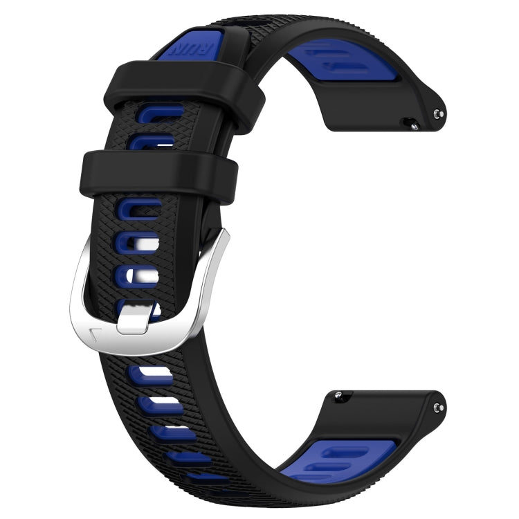 For Amazfit GTS 2 Mini 22mm Cross Texture Two Color Silicone Steel Buckle Watch Band(Black+Blue) -  by PMC Jewellery | Online Shopping South Africa | PMC Jewellery