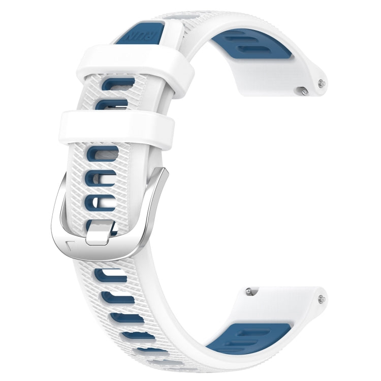 For Amazfit GTR 42mm 22mm Cross Texture Two Color Silicone Steel Buckle Watch Band(White+Blue) -  by PMC Jewellery | Online Shopping South Africa | PMC Jewellery