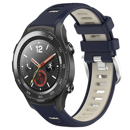 For Huawei Watch 2 20mm Sports Two-Color Steel Buckle Silicone Watch Band(Midnight Blue+Starlight) - Smart Wear by PMC Jewellery | Online Shopping South Africa | PMC Jewellery