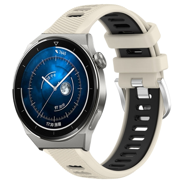 For Huawei Watch GT3 Pro 46mm 22mm Sports Two-Color Steel Buckle Silicone Watch Band(Starlight+Black) - Smart Wear by PMC Jewellery | Online Shopping South Africa | PMC Jewellery