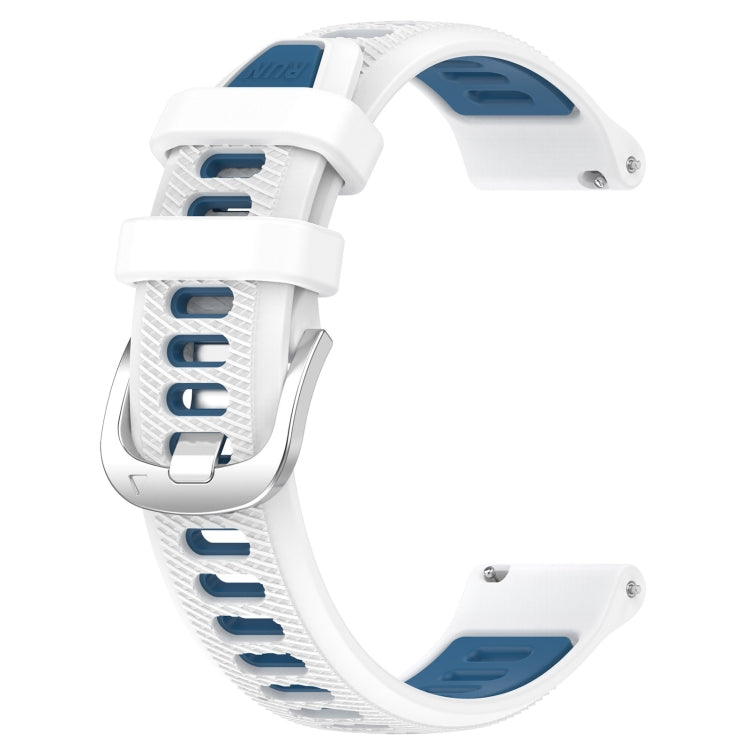 For Huawei Watch 3 Pro 22mm Sports Two-Color Steel Buckle Silicone Watch Band(White+Blue) - Smart Wear by PMC Jewellery | Online Shopping South Africa | PMC Jewellery