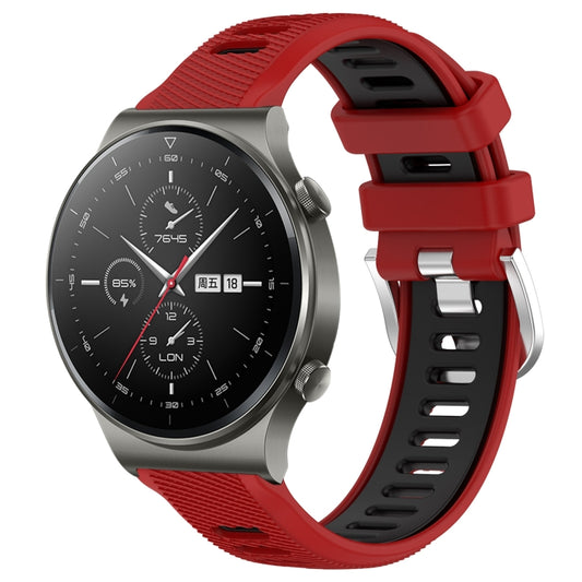 For Huawei GT2 Pro 22mm Sports Two-Color Steel Buckle Silicone Watch Band(Red+Black) - Smart Wear by PMC Jewellery | Online Shopping South Africa | PMC Jewellery