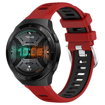 For Huawei Watch GT 2E 22mm Sports Two-Color Steel Buckle Silicone Watch Band(Red+Black) - Smart Wear by PMC Jewellery | Online Shopping South Africa | PMC Jewellery