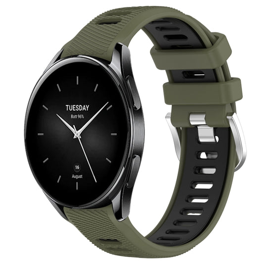 For Xiaomi Watch S2 42mm 22mm Sports Two-Color Steel Buckle Silicone Watch Band(Army Green+Black) - Smart Wear by PMC Jewellery | Online Shopping South Africa | PMC Jewellery