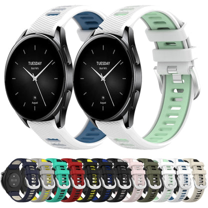 For Xiaomi MI Watch Color 2 22mm Sports Two-Color Steel Buckle Silicone Watch Band(Lake Blue+Black) - Smart Wear by PMC Jewellery | Online Shopping South Africa | PMC Jewellery