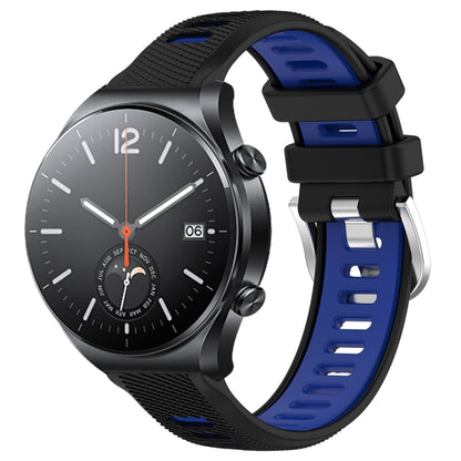 For Xiaomi MI Watch S1 22mm Sports Two-Color Steel Buckle Silicone Watch Band(Black+Blue) - Smart Wear by PMC Jewellery | Online Shopping South Africa | PMC Jewellery