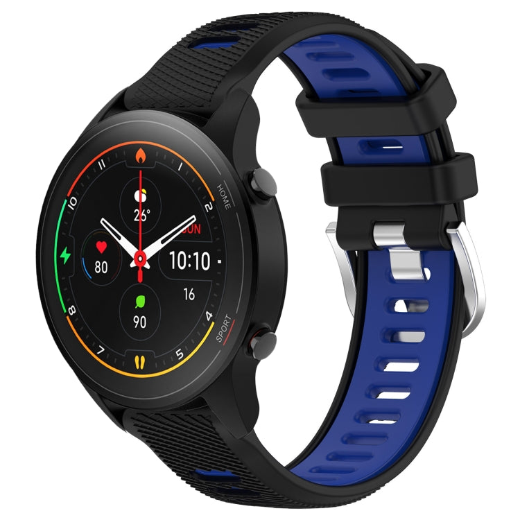 For Xiaomi MI Watch S1 Pro 22mm Sports Two-Color Steel Buckle Silicone Watch Band(Black+Blue) - Smart Wear by PMC Jewellery | Online Shopping South Africa | PMC Jewellery