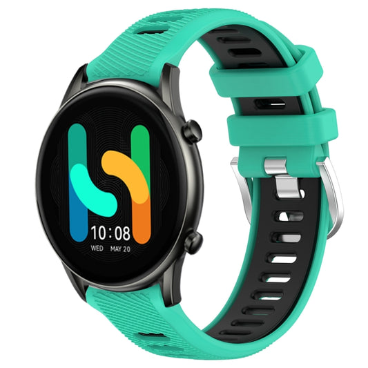 For Xiaomi MI Watch Color 22mm Sports Two-Color Steel Buckle Silicone Watch Band(Lake Blue+Black) - Smart Wear by PMC Jewellery | Online Shopping South Africa | PMC Jewellery