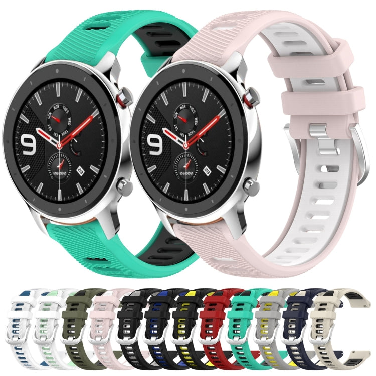 For Amazfit GTR 4 Pro 22mm Cross Texture Two Color Silicone Steel Buckle Watch Band(White+Teal) - Smart Wear by PMC Jewellery | Online Shopping South Africa | PMC Jewellery