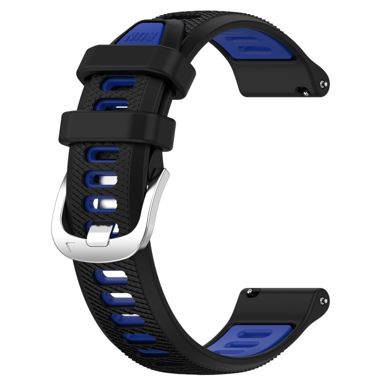For Garmin Forerunner 265 22mm Sports Two-Color Steel Buckle Silicone Watch Band(Black+Blue) - Smart Wear by PMC Jewellery | Online Shopping South Africa | PMC Jewellery