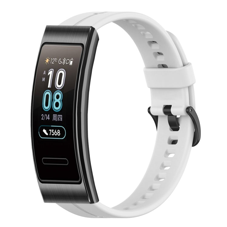 For Huawei Band 3 Solid Color Silicone Watch Band(White) - Smart Wear by PMC TechLife | Online Shopping South Africa | PMC TechLife