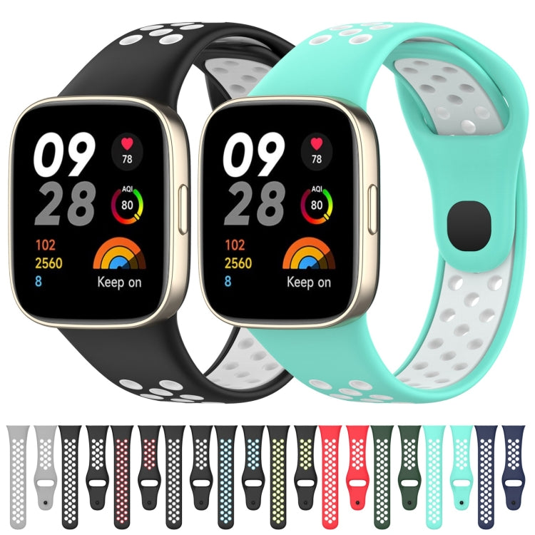 For Redmi Watch 3 Sports Two-Color Silicone Watch Band(Dark Blue+White) - Smart Wear by PMC Jewellery | Online Shopping South Africa | PMC Jewellery