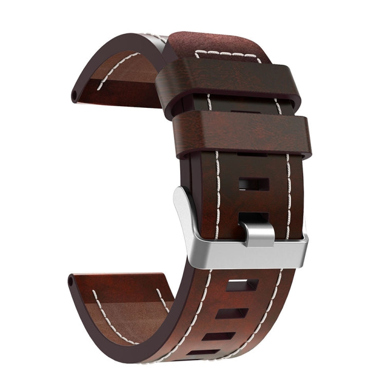 For Garmin Enduro 26mm Sewing Leather Steel Buckle Watch Band(Red Brown) - Smart Wear by PMC Jewellery | Online Shopping South Africa | PMC Jewellery