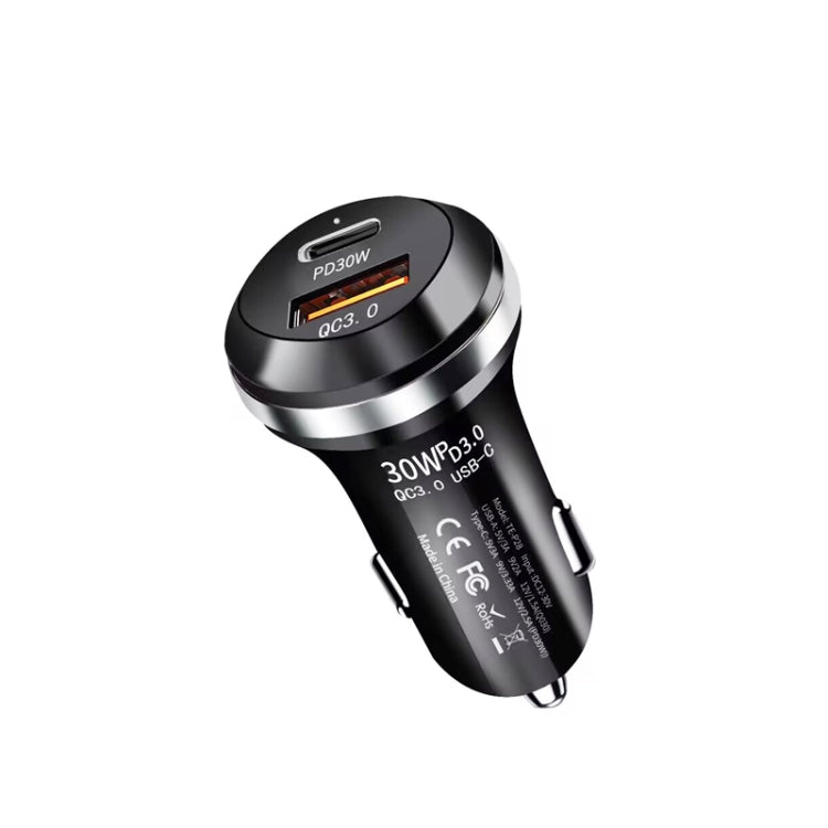 P28 USB-C PD30W + QC3.0 18W USB Dual Port Car Charger(Black) - Car Charger by PMC Jewellery | Online Shopping South Africa | PMC Jewellery