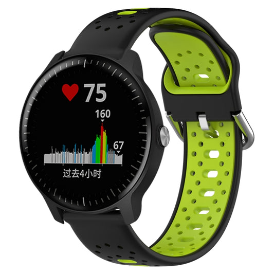 For Garmin Vivoactive3 Music 20mm Breathable Two-Color Silicone Watch Band(Black+Lime Green) - Watch Bands by PMC Jewellery | Online Shopping South Africa | PMC Jewellery